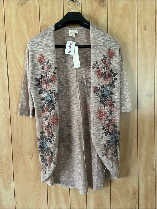 T.J.Maxx Sweaters - Live In The Moment Floral Knit Cardigan L NWT TJ Maxx Boho Open Front Pink Gray